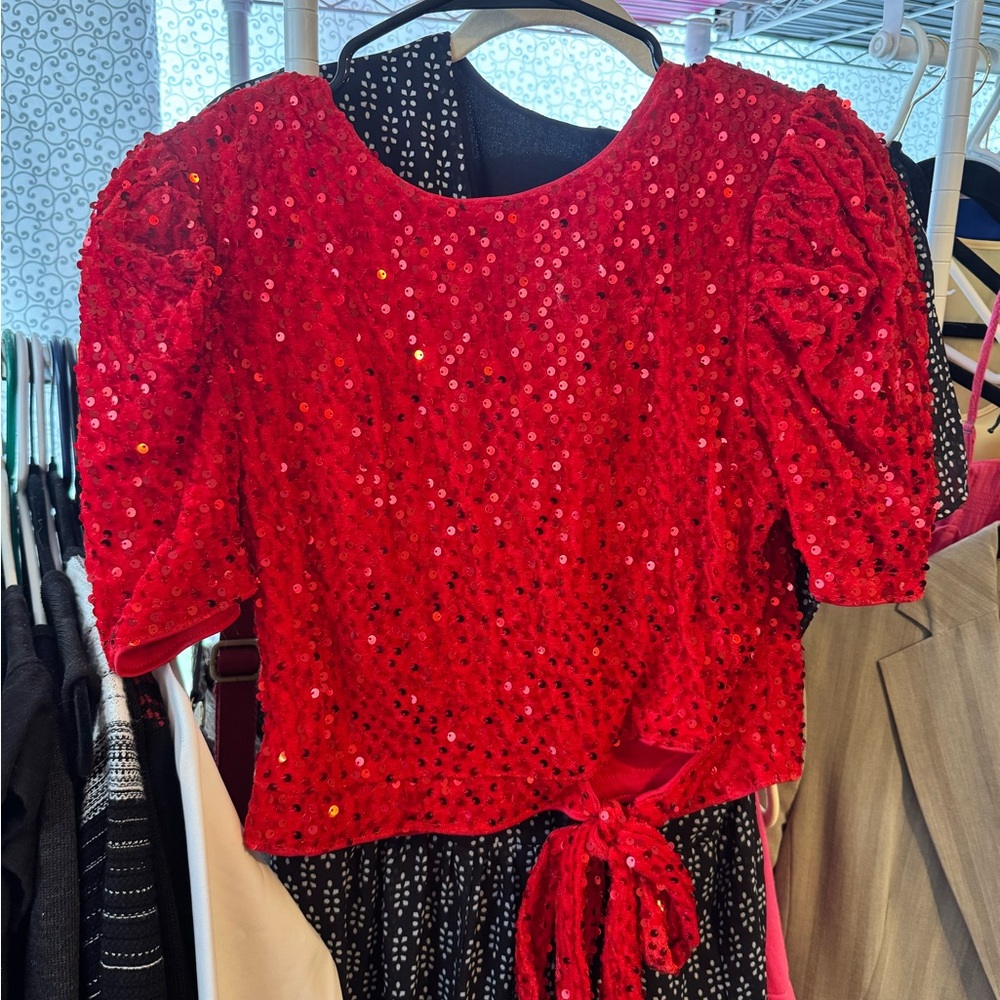 Red Sequin Women's Top